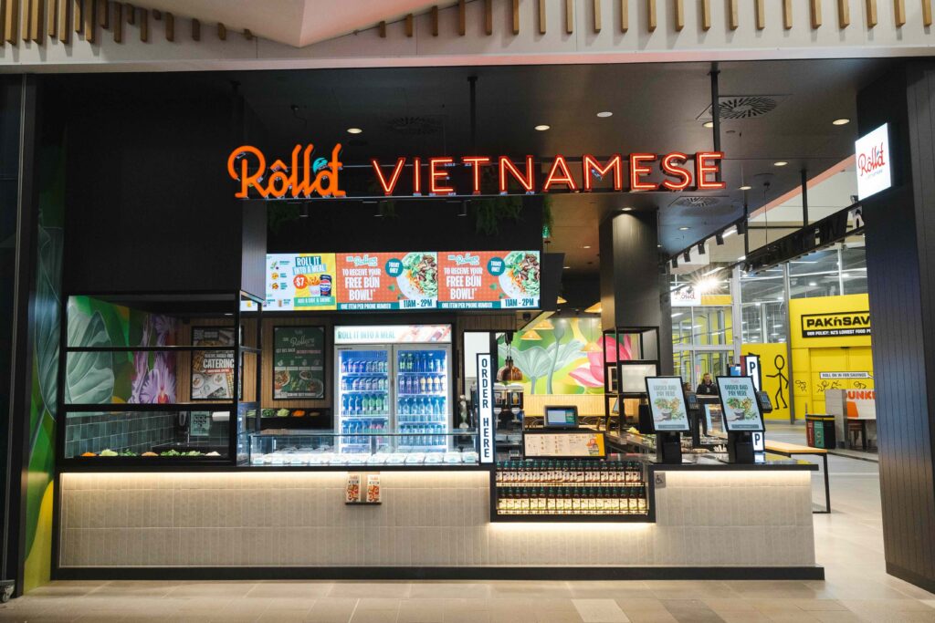 Roll'd Vietnamese storefront at Sylvia Park, Auckland on opening day